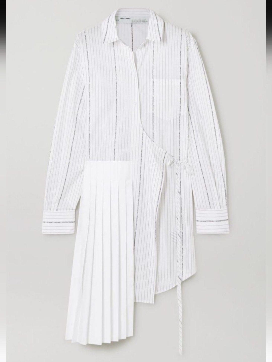 Off-White Virgil Abloh White Striped Asymmetrical Pleated Shirt Dress Size It42m